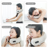 Oreiller de massage du cou vibrant à infrarouge en mousse à mémoire de forme en U, alimenté par batterie au lithium rechargeable USB, avec fonction musicale, idéal pour les voyages (OEM)