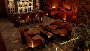 3D Club Bar Grafisch Interieurontwerp Modern Speakeasy Lounge Meubilair Sofa Set Luxe Club Lounge Ontwerp Concept - Product Image 2
