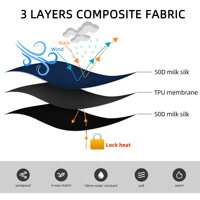 Chaqueta de Ciclismo Darevie Factory de 3 Capas, Tejido de Compresión, Cortavientos, Impermeable, con Cremallera Bidireccional