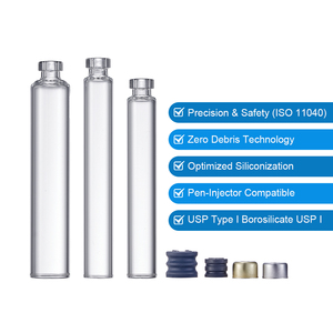 Flacon en verre pharmaceutique LINUO, type I USP, cartouche en borosilicate transparente, cartouche dentaire, 1,5 ml, 1,8 ml, 3 ml, cartouche en verre - Product Image 1