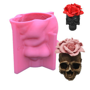 YS bricolage crâne Rose bougeoir bougie Silicone moules faisant plâtre pilier aromathérapie cire savon fleur spécimen argile artisanat - Product Image 6