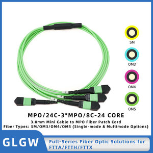Cable de Fibra Óptica MPO de 24 Núcleos, LSZH, 3mm, Mini Cable Multimodo/Singlemode OM3/OM4/OM5 - Product Image 5