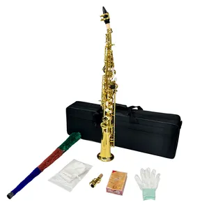 Chất lượng tốt giá rẻ saxofone Soprano cửa hàng nhà máy vàng sơn mài giá tốt Soprano Saxophone woodwind nhạc cụ