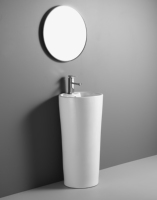 Lavabo sur pied en céramique sanitaire moderne pour salle de bain, résistant à l'eau, avec drain, noir mat, pour hôtel, école, hôpital