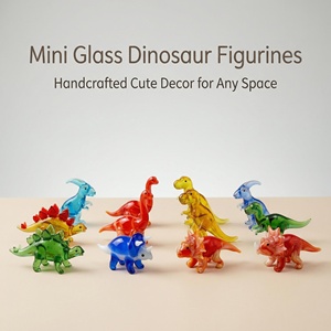Figurines miniatures de dinosaures en <span class=keywords><strong>verre</strong></span> coloré, sculptures d'animaux soufflées à la main, décoration de bureau, vente en gros, <span class=keywords><strong>sur</strong></span> mesure - Product Image 1