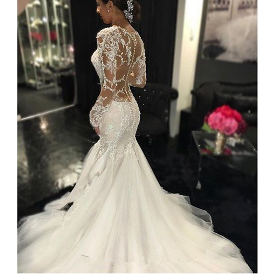 Long Sleeve Lace Wedding Dresses, Mermaid Bridal Dress, Fashion