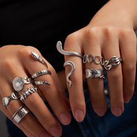 Bague élégante en acier inoxydable plaqué argent 925, forme de serpent réaliste, ajustable, bijou statement pour femme