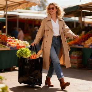 Factory Direct New Fashion Light Collapsible Wheeled Shopping Trolley Bag Grocery <b>Foldable</b> Shopping <b>Cart</b> With Wheels - Product Image 5