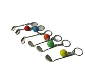 Fashion Classic Sports Silver Golf Clubs and ball Keychain Keyring