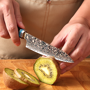 ชุดมีดครัวเอนกประสงค์ Keenhope Japan Aichi 33 ชั้น เหล็กดามัสกัสทองเหลืองผสมทองแดง AUS10 ขนาด 5 นิ้ว ด้ามจับทำจากไม้พะยูงผสมเรซิ่น - Product Image 4