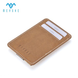 Meyshe fábrica personalizada Crazy Horse cuero genuino RFID bloqueo Delgado antirrobo moda negocios efectivo dinero Clip tarjetero - Product Image 4