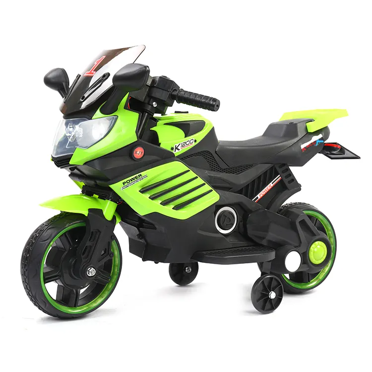 Moto électrique assise pour enfants, télécommande avec roue auxiliaire, jouet, voiture à chargement, 1 pièce