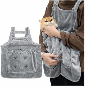 Delantal de peluche para gatos con bolsillo, tipo bandolera, para llevar mascotas, para cortaúñas de perros pequeños, manos libres, venta al por mayor - Product Image 1