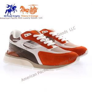 Chaussures de sport Run Away pour hommes, baskets en cuir véritable, chaussures décontractées de haute qualité, style course et marche, respirantes et confortables en mesh. - Product Image 1