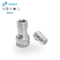 Raccord rapide en acier inoxydable EAGLE, à haute pression, auto-scellant, pour liquides et gaz, BSPP