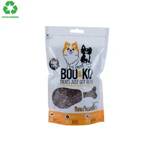 Recyclable 500G 140Microns White Mylar PE Plastic Round Corner Strong Sealable Flexible Pet Food Stand Up Packaging Bags