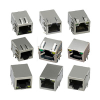 SMT SMD RJ45 8 Pin Dişi Ethernet Konektörü LED Korumalı Altın Kaplama PCB Modüler Jak