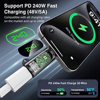 Adapter USB C 240W Penjualan Terbaik, Tampilan Digital LED Tegangan Arus Daya, Konektor Ekstensi Tipe C Male ke Female 80 Gbps