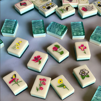Set Mahjong Akrilik Elegan Motif Pantai Amerika, Ubin Berukir, Warna Kustom, Mahjong Mewah untuk Ritel Butik