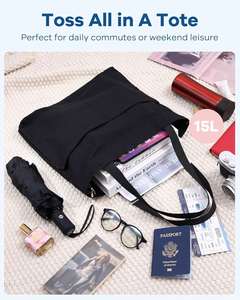 Custom Logo Oversize Women Large Weekend Canvas Cotton Shopping Tote Bag Women Fashion School <b>Handbag</b> - Product Image 3