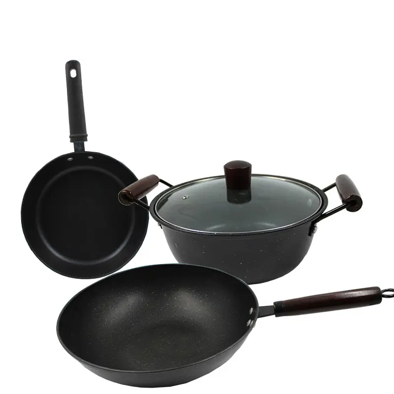 Medical stone three-piece household non-stick cookware set universal activity gift wholesale