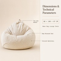 Beiger Melierter Sitzsack mit Tragegriff Leinenoptik-Stoff Wohnzimmer Bodensofa Großhandel Fabriklieferung