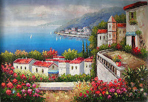 Toile d'art mural d'hôtel fait à la main, affiche un couteau lourd, <span class=keywords><strong>peinture</strong></span> à l'huile méditerranéen abstraite <span class=keywords><strong>paysage</strong></span> - Product Image 2