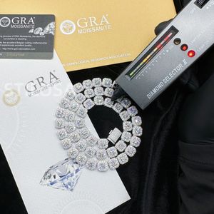 10 मिमी/12 मिमी कस्टम आकार रॉक-कैंडी टेनिस हार हिप हॉप हार हार 6 मिमी 5.5 मिमी vv मोइससानाइट चेन पुरुषों के लिए 925 रजत के साथ - Product Image 3