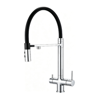 Robinet de cuisine extractible en chrome poli avec pulvérisateur magnétique et filtration d'eau, corps en laiton