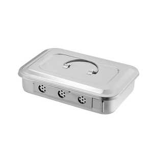 صينية أدوات جراحية من الفولاذ المقاوم للصدأ من KSMED مع غطاء، صندوق تعقيم مع فتحات - Product Image 1