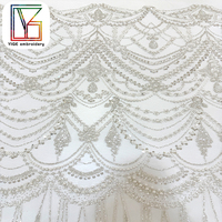Tissu en dentelle française de haute qualité avec perles, maille et sequins, tissu de luxe perlé pour robes de soirée pour femmes