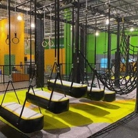 Parc de trampolines Ninja Warrior, parcours d'obstacles gonflable Air Block, défi d'obstacles suspendus Air Track