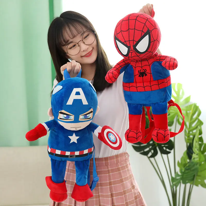 Wholesale plush schoolbag Spider-Man backpack animation plush doll backpack children backpack children's gifts