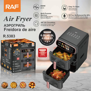 Friteuse à air 2800W double avec paniers de cuisson de 6L et 6L, rotation à 360° °   Structure de circulation d'air multifonctionnelle, chauffante et facile à nettoyer - Product Image 2