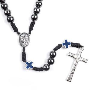 Rosario católico hematita sostiene una <span class=keywords><strong>cruz</strong></span> <span class=keywords><strong>de</strong></span> cuentas <span class=keywords><strong>de</strong></span> oración para Jesús Día <span class=keywords><strong>de</strong></span> Pascua Regalos <span class=keywords><strong>de</strong></span> la iglesia cristiana - Product Image 2