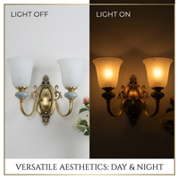 Applique murale en laiton à 2 lumières, style néo-classique, luminaire de vanité intérieur, lampe de chevet vintage à double tête pour hôtel, villa, décoration intérieure
