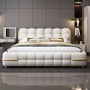 モダンラグジュアリーレザー調節可能ソフトキング/クイーンサイズベッド収納環境にやさしい木製フレームマスターベッドルーム家具 - Product Image 2