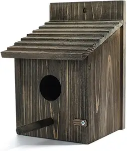 वुड बर्ड हाउस के बाहर हैंगिंग बर्डहाउस पोल फिंच हस्तनिर्मित लकड़ी के शिल्प बक्से दीवार के चिन्ह लकड़ी के पक्षी घोंसला बॉक्स