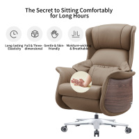 Chaise de bureau exécutive ergonomique traditionnelle de luxe en cuir véritable avec massage et télécommande pour la maison, le bureau et l'hôtel