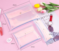 Trousse de maquillage holographique en PVC, transparente, stylée, pour cosmétiques, avec bouton-pression, irisé, pour maquillage