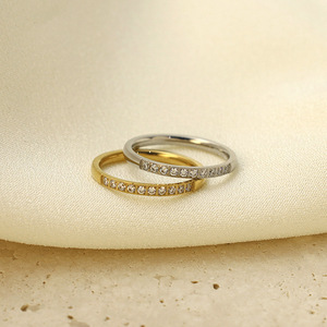 Minimalist Diamond Encrusted <b>Titanium</b> Steel <b>Ring</b> 316 Stainless Steel Index Finger <b>Ring</b> Unisex Everyday Wear - Product Image 1