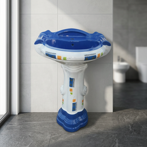Lavabo de pedestal completo de diseñador negro Dolphin Zebra Vitrosa Lavabo Juego de fregadero Estilo esterlina India Precio al por mayor - Product Image 5