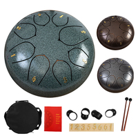Tongue Drum Mini Portable Percussion Instrument Waterproof 6 Inch 8 Tones Steel Musical Instruments Tongue Drum with Storage Bag