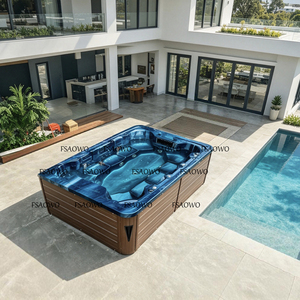 Jacuzzi Azul con Certificado Americano, Hidromasaje con Fuentes, Paneles Laterales Independientes con LED, Spa para Pies - Product Image 2