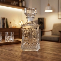Bouteille en verre cristal transparente de luxe 750 ml avec bouchon en liège, impression sérigraphique couleur personnalisée, résistance aux chocs thermiques pour