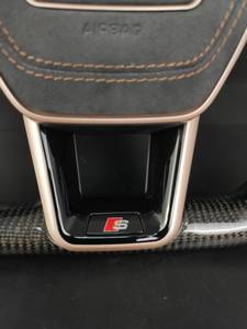 Volant de voiture personnalisé de luxe en fibre de carbone or rose, cuir perforé pour palettes de changement de vitesse pour Audi A4/A6/Q/S/<span class=keywords><strong>RS</strong></span> Line - Product Image 4