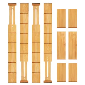 Bambu Laci Pembagi Organizer Dapat Diperluas Adjustable Separators Utensil Organizer untuk Dapur Pakaian Meja Rias Rumah