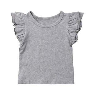 Camiseta de Algodón para Bebé Niña con Volantes en los Hombros, Ajuste Ceñido, Oferta Especial - Product Image 1