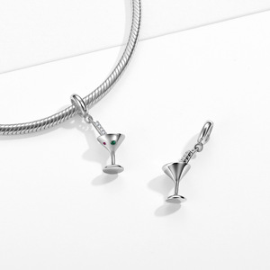 Bijou élégant en argent sterling S925, motif glaçon, cocktail, rouge à lèvres, guitare, idéal pour un usage quotidien. - Product Image 6