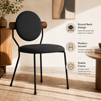 Chaise à dossier rond, siège en tissu noir avec barre en bois, structure tubulaire en métal, fourniture de mobilier pour hôtels, restaurants, cafés et bars